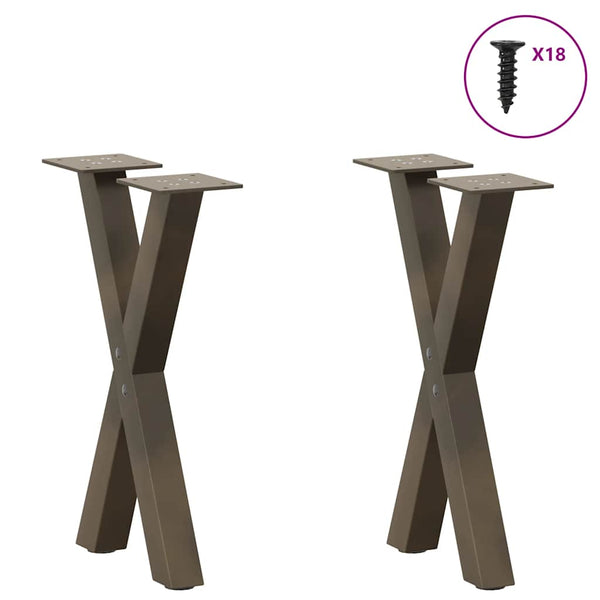 Couchtischbeine X-Form Naturstahl, 2er-Set