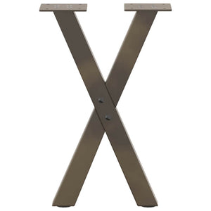 Couchtischbeine X-Form Naturstahl, 2er-Set