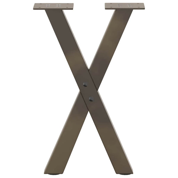 Couchtischbeine X-Form Naturstahl, 2er-Set