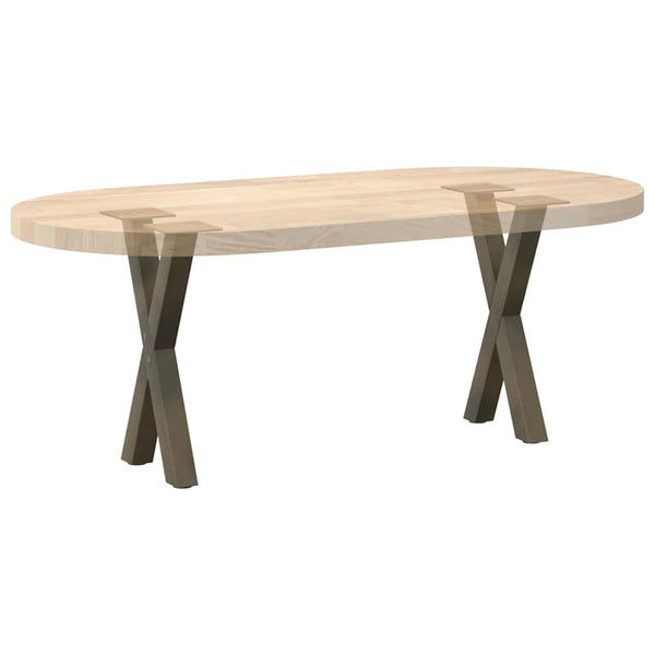 Couchtischbeine X-Form Naturstahl, 2er-Set