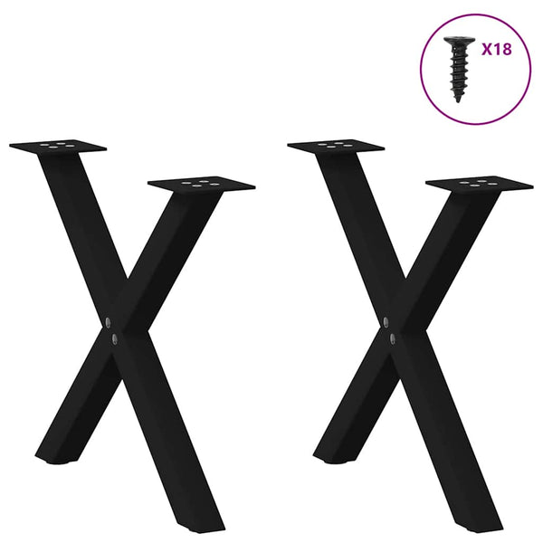 Couchtischbeine X-Form, 50cm, Schwarz, 2er Set