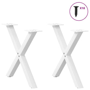 Couchtischbeine X-Form Weiß, 2er Set