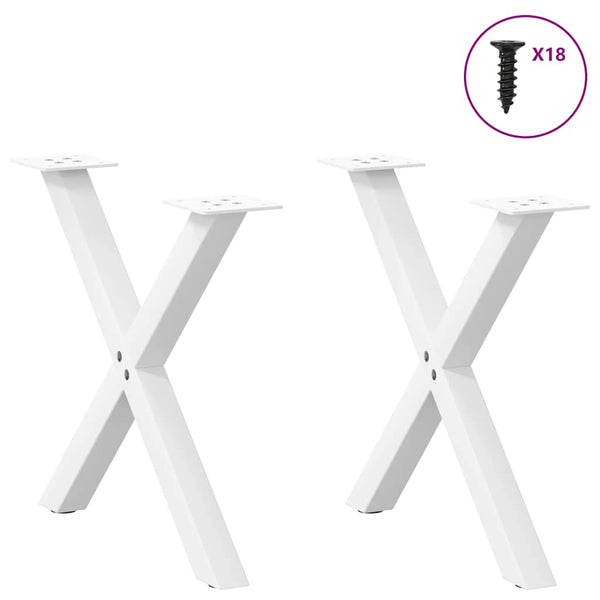Couchtischbeine X-Form Weiß, 2er Set