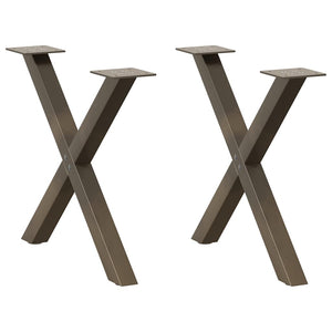 Couchtischbeine X-Form Naturstahl 50cm, 2er-Set