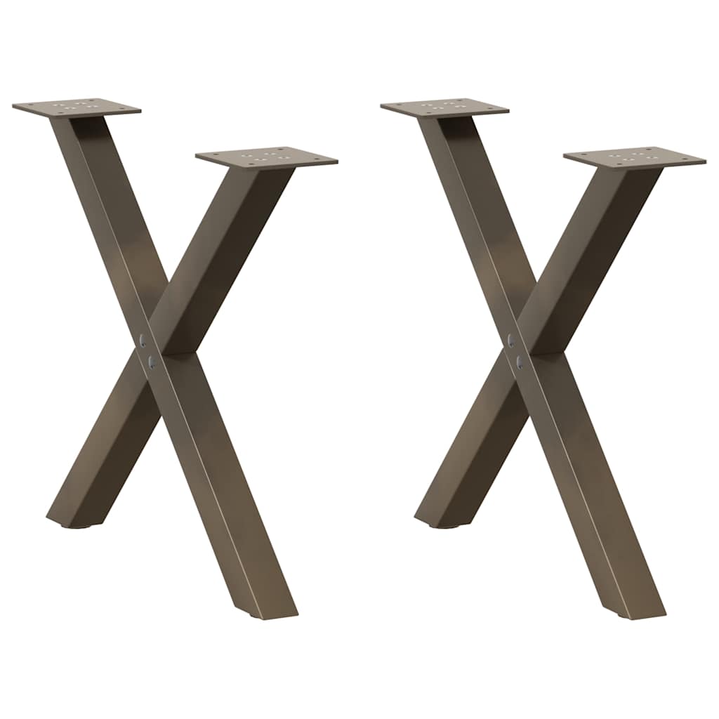 Couchtischbeine X-Form Naturstahl 50cm, 2er-Set