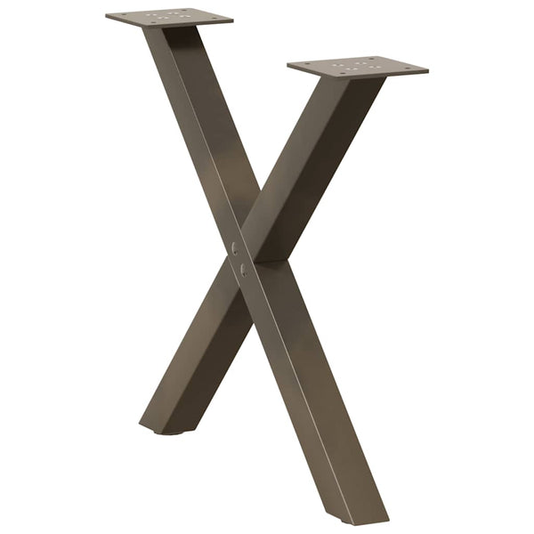 Couchtischbeine X-Form Naturstahl 50cm, 2er-Set