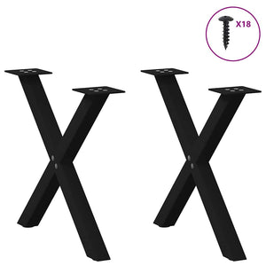 Couchtischbeine X-Form Schwarz Stahl