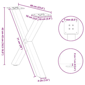Couchtischbeine X-Form Schwarz Stahl