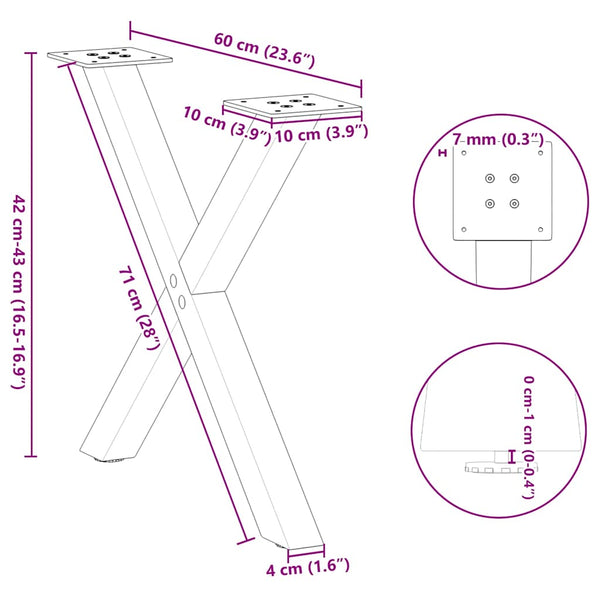 Weiße Couchtischbeine X-Form, 2er Set