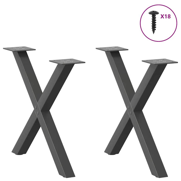 Couchtischbeine X-Form Anthrazit, 2er-Set