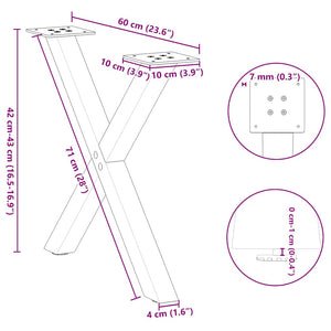 Couchtischbeine X-Form Anthrazit, 2er-Set