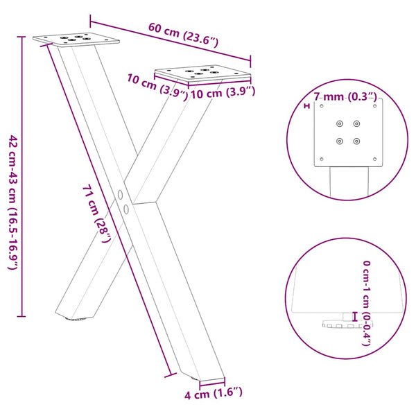 Couchtischbeine X-Form Anthrazit, 2er-Set