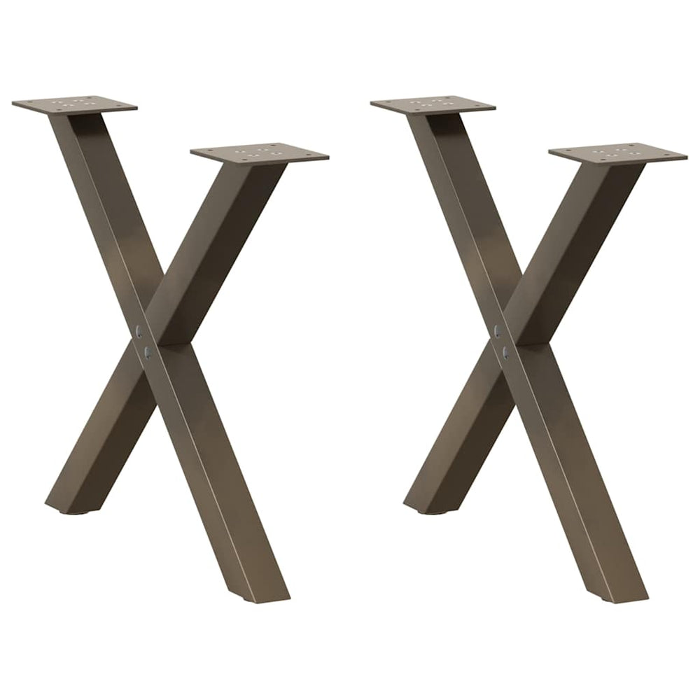 Couchtischbeine X-Form Stahl Natur 60cm 2er-Set