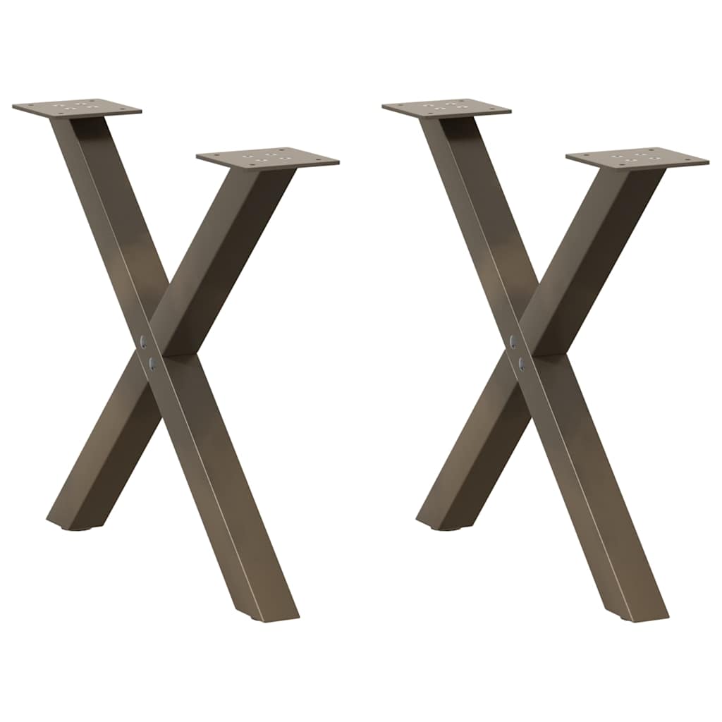 Couchtischbeine X-Form Stahl Natur 60cm 2er-Set