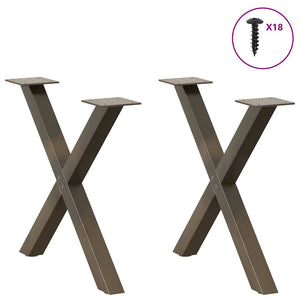 Couchtischbeine X-Form Stahl Natur 60cm 2er-Set