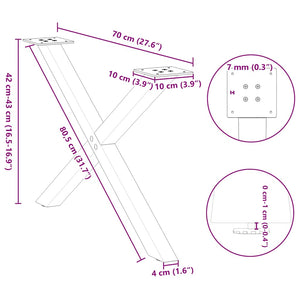 Couchtischbeine X-Form Anthrazit, 2er Set