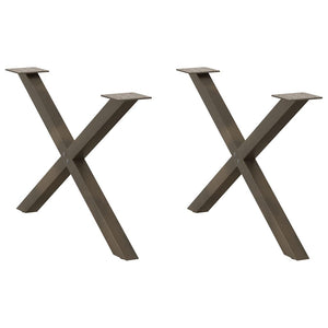 Couchtischbeine X-Form Stahl Natur 70cm, 2er-Set