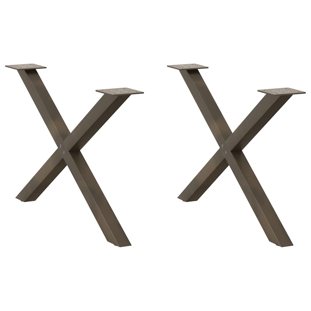 Couchtischbeine X-Form Stahl Natur 70cm, 2er-Set