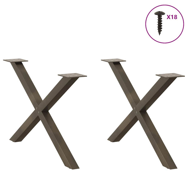 Couchtischbeine X-Form Stahl Natur 70cm, 2er-Set
