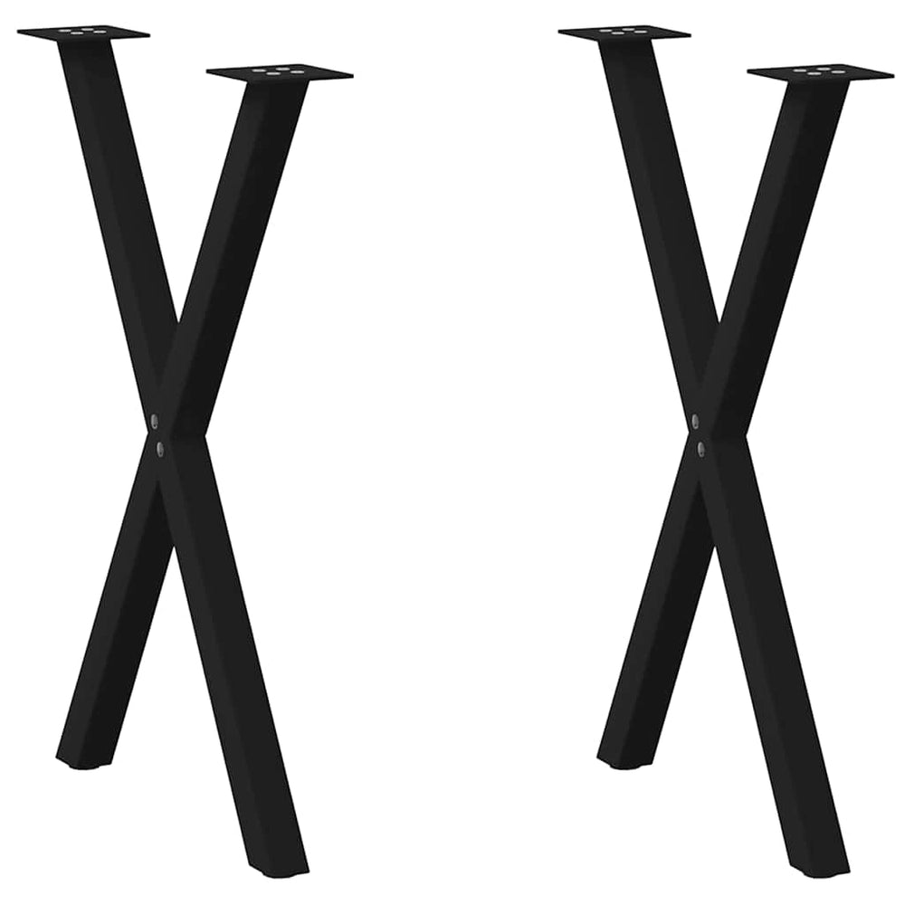 Esstischbeine X-Form, 2er Set, Schwarz