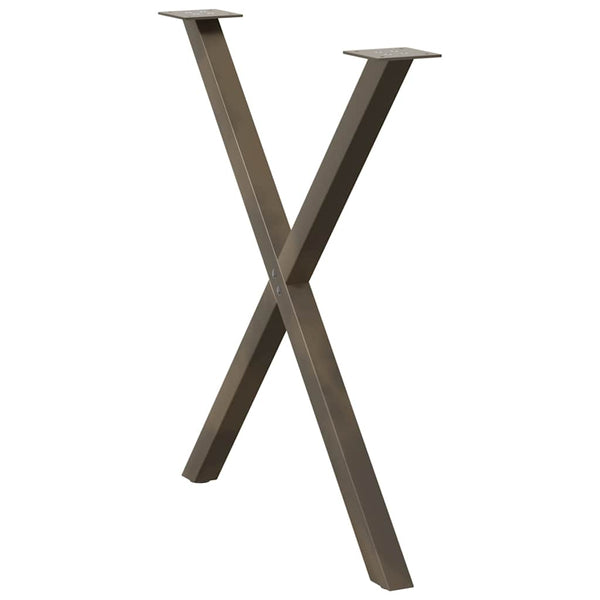 Esstischbeine X-Form Naturstahl, 2er-Set