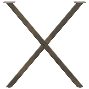 Esstischbeine X-Form, Stahl Natur