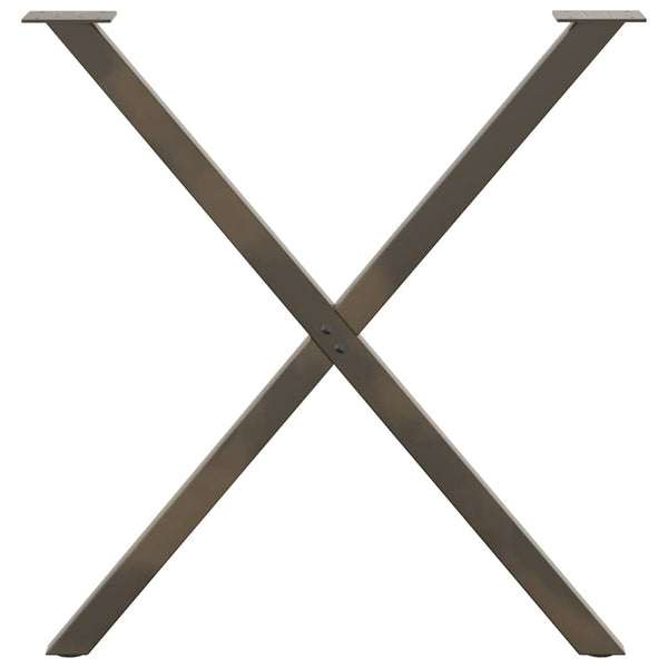 Esstischbeine X-Form, Stahl Natur