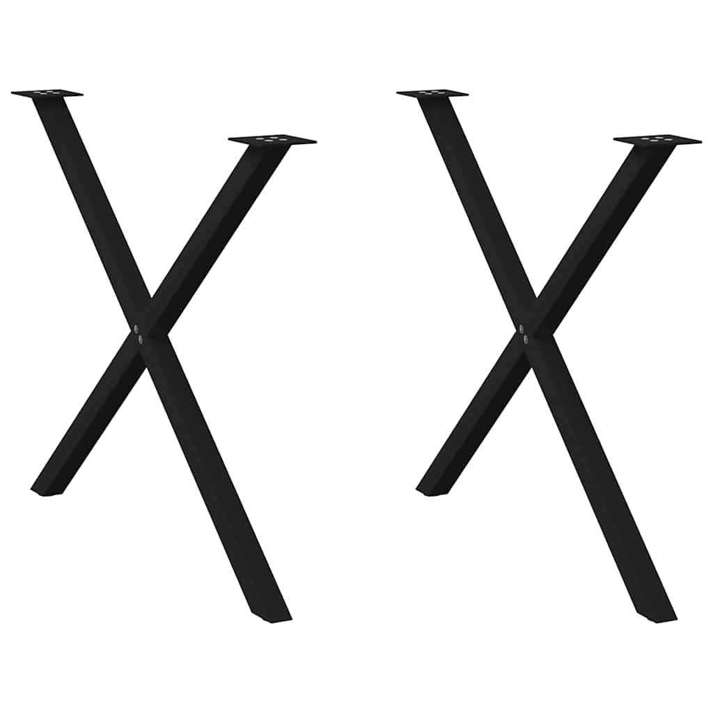 Esstischbeine X-Form, Schwarz, 90 cm, 2er-Set