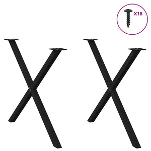Esstischbeine X-Form, Schwarz, 90 cm, 2er-Set