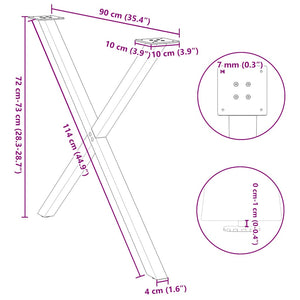 Esstischbeine X-Form Weiß, 2er Set