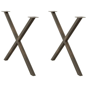 Esstischbeine X-Form Naturstahl, 2er Set