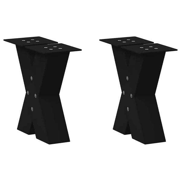 Couchtischbeine X-Form Schwarz Stahl