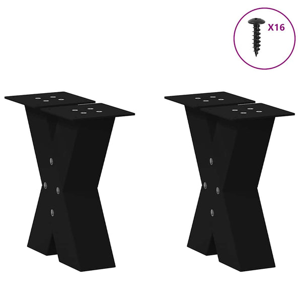 Couchtischbeine X-Form Schwarz Stahl