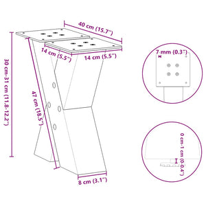 Couchtischbeine X-Form Schwarz Stahl