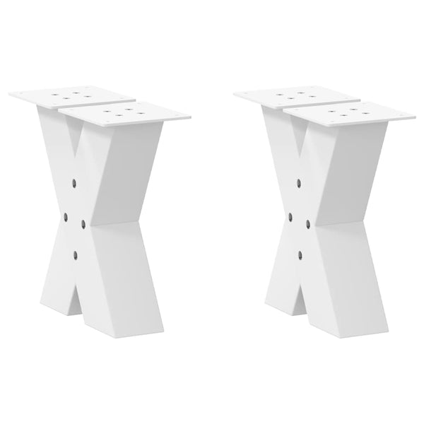 Couchtischbeine X-Form Weiß, 2er Set