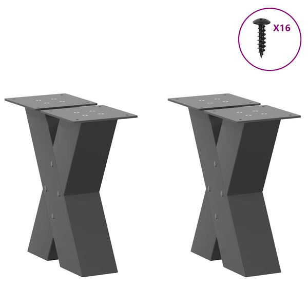 Couchtischbeine X-Form Anthrazit, 2er Set