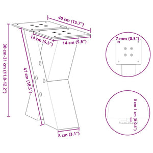 Couchtischbeine X-Form Anthrazit, 2er Set