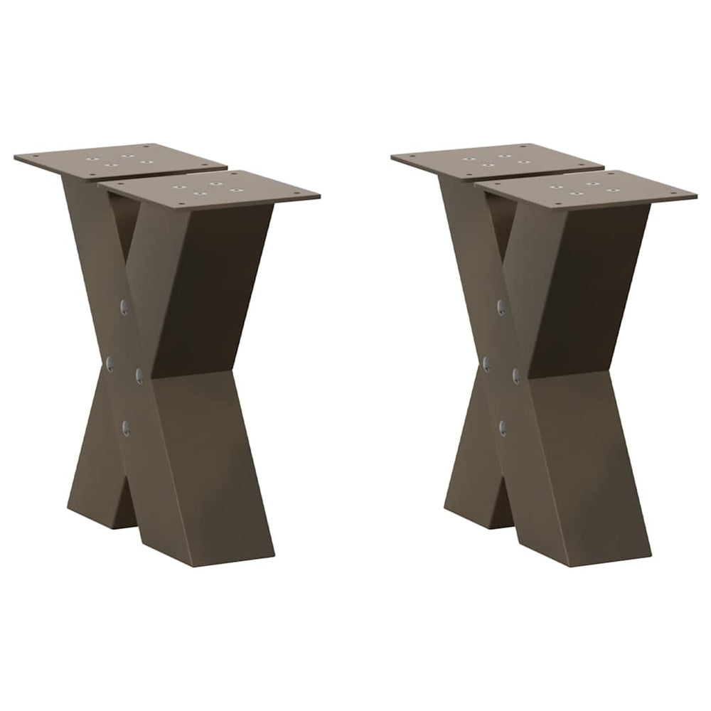Couchtischbeine X-Form, Stahl Natur, 2er Set
