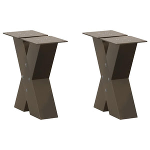 Couchtischbeine X-Form, Stahl Natur, 2er Set