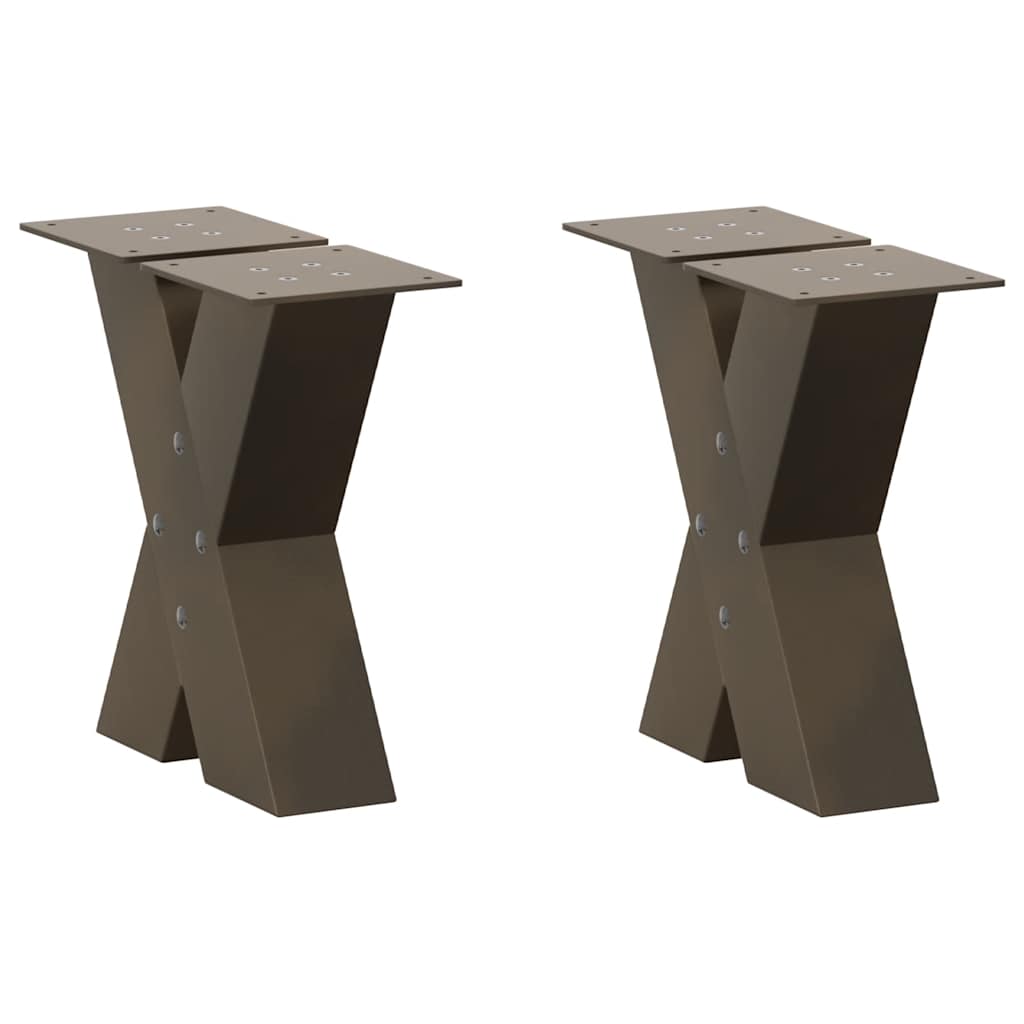 Couchtischbeine X-Form, Stahl Natur, 2er Set