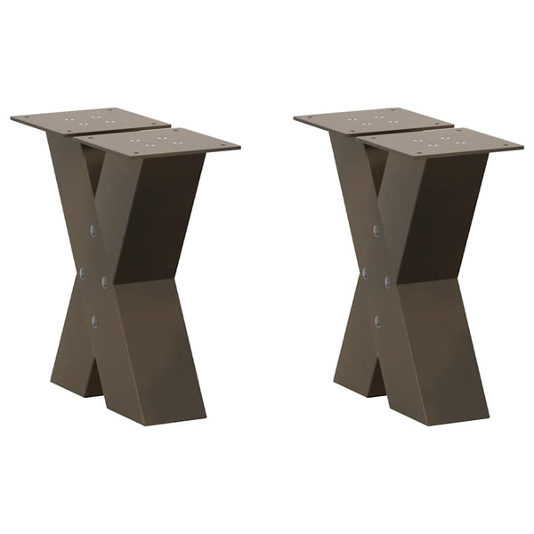 Couchtischbeine X-Form, Stahl Natur, 2er Set