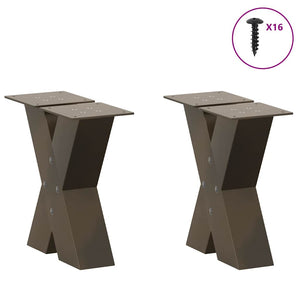 Couchtischbeine X-Form, Stahl Natur, 2er Set