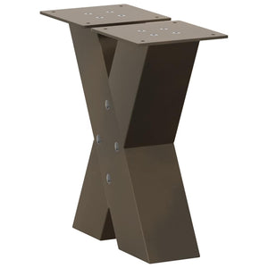Couchtischbeine X-Form, Stahl Natur, 2er Set