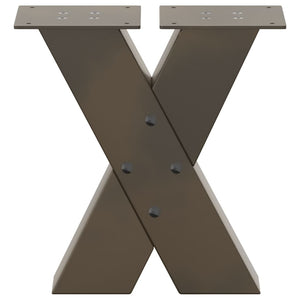Couchtischbeine X-Form, Stahl Natur, 2er Set