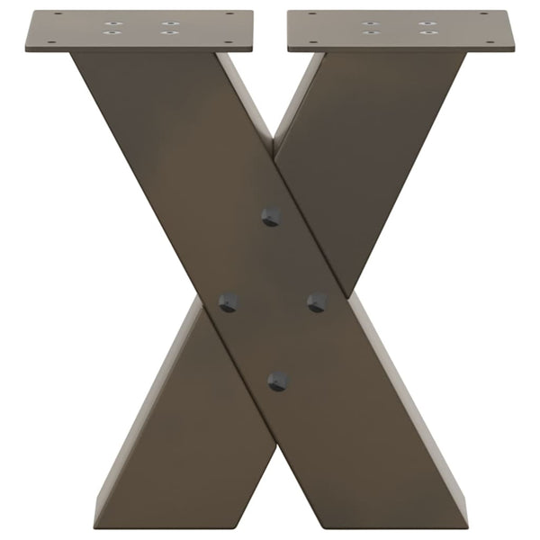 Couchtischbeine X-Form, Stahl Natur, 2er Set