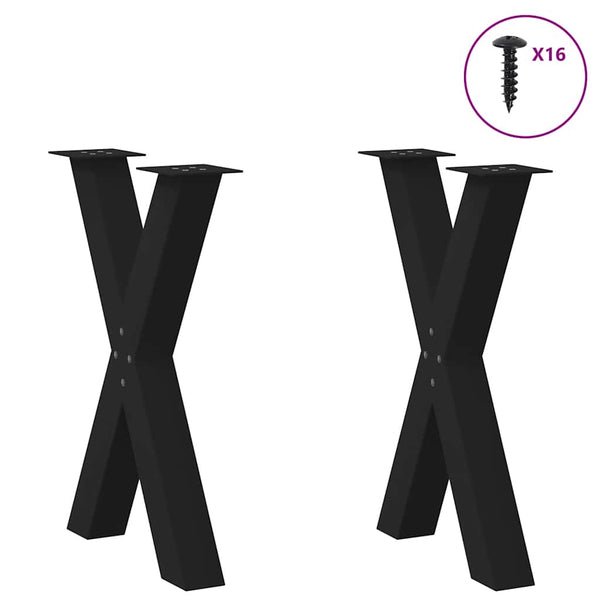 Esstischbeine X-Form Schwarz Stahl 60 cm