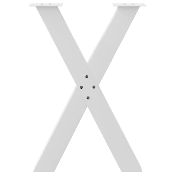 Esstischbeine X-Form, 2er-Set, Weiß, Stahl