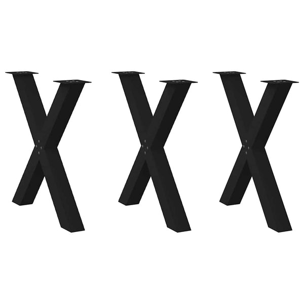 Esstischbeine X-Form, 3er Set, Schwarz