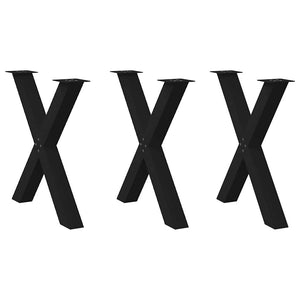 Esstischbeine X-Form, 3er Set, Schwarz