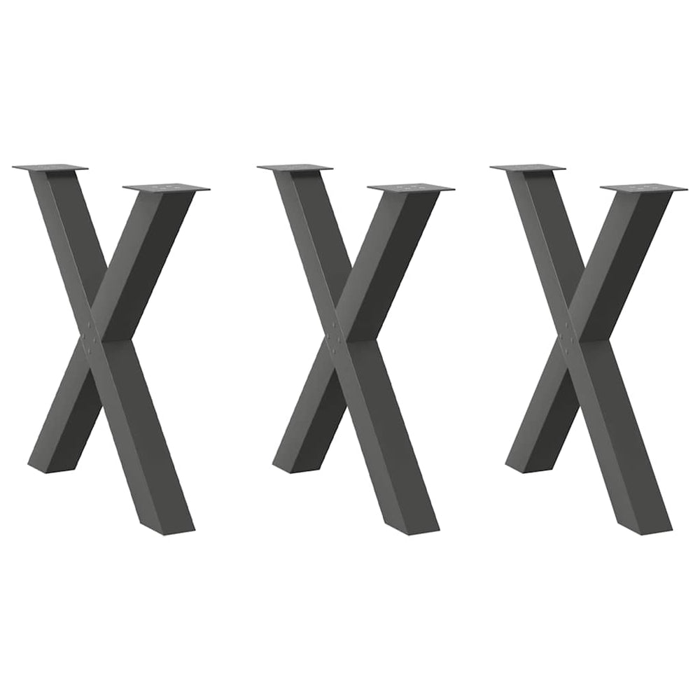 Esstischbeine X-Form 3er-Set Anthrazit